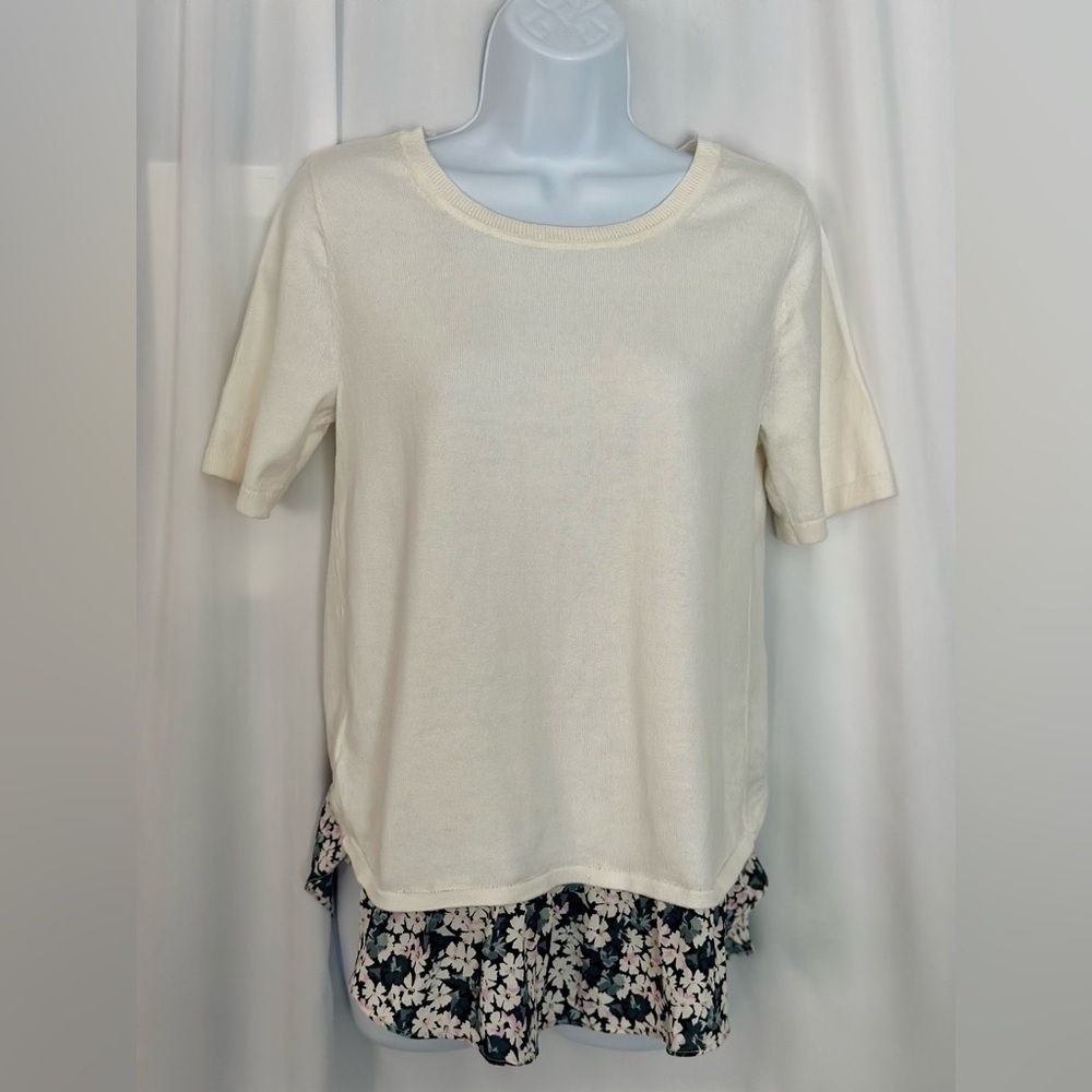 Loft Elegant Cream Floral Women's Top (792)